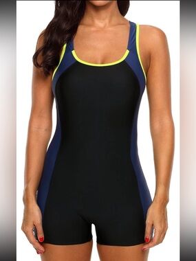 CharmLeaks Womens Boyleg Racerback One Piece Swimsuit Athletic NWT size XS